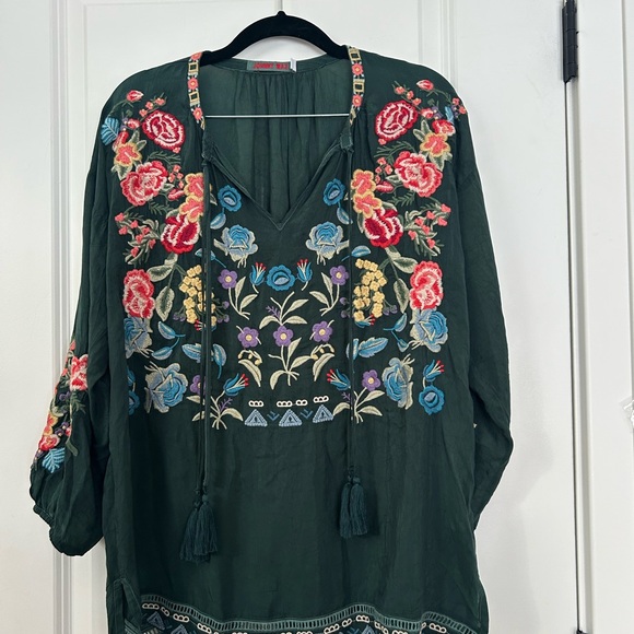 $365 JOHNNY WAS sz S Zadonia Embroidered Peasant Top Blouse Sold Out - Picture 2 of 13